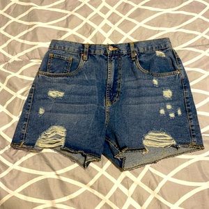 Ripped Denim Shorts